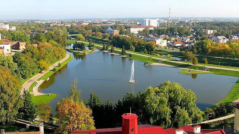Panevėžio Senvagės panorama miesto centre